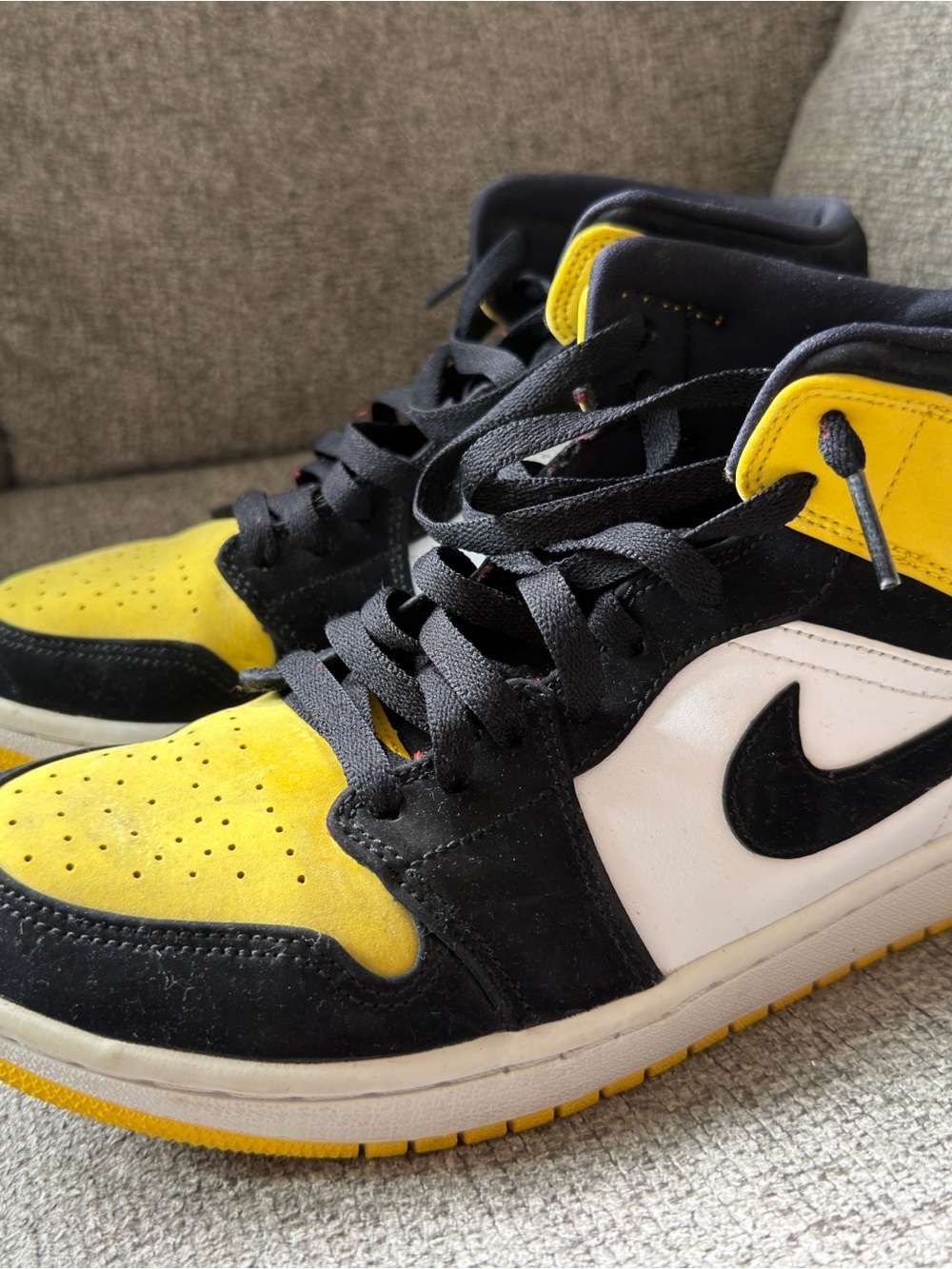 Nike Black, Yellow & White High-Top Sneakers